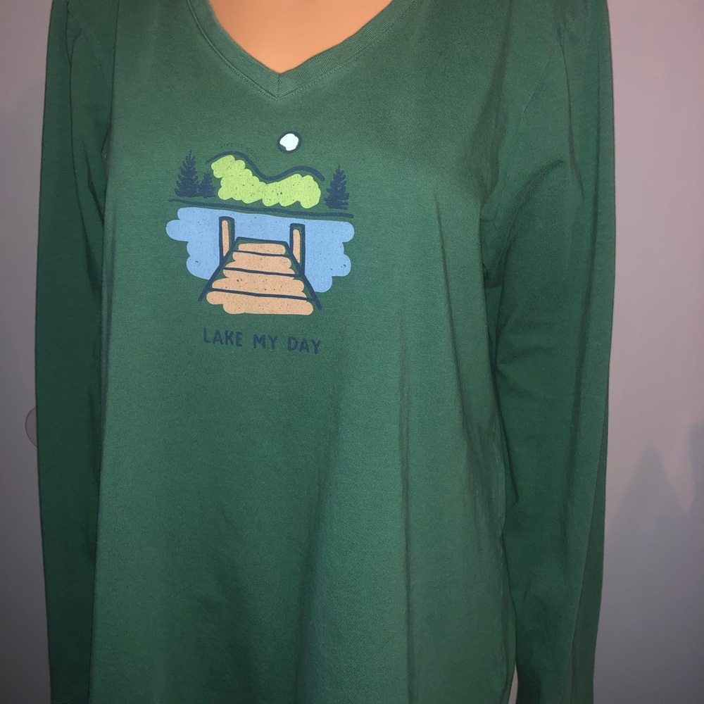 Life is Good Lake My Day Long Sleeve V-neck Shirt